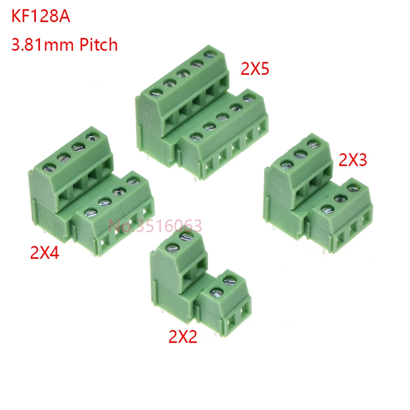 Bloques de terminales de tornillo universales, 5 piezas, KF128A 3,81, 2p, 3p, 4p, 5p, Pcb, KF128HL, DG381A, 3,81mm, 2x2, 2x3, 2x4, 2x5
