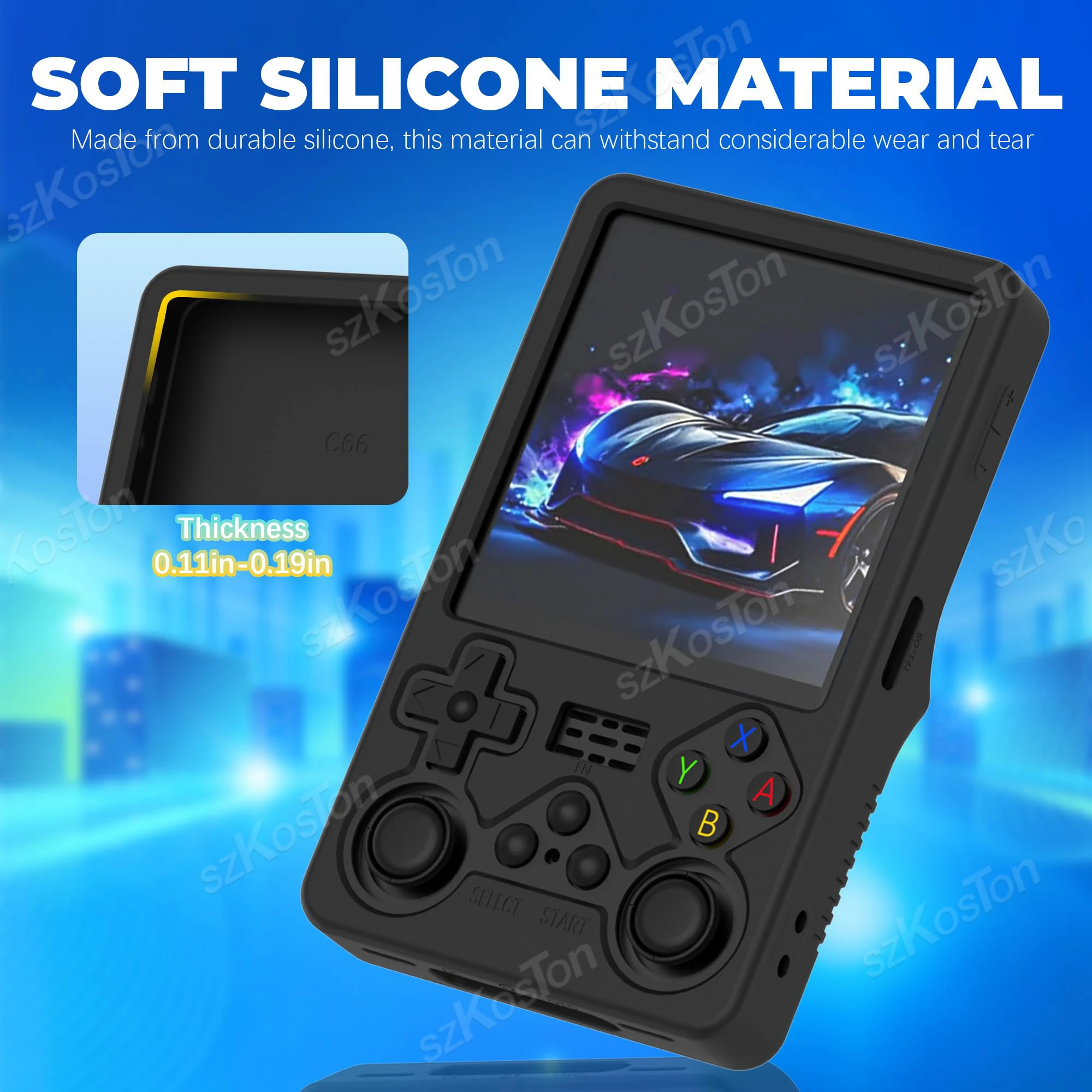 Funda para consola de juegos portátil R36S Plus, funda protectora de silicona suave antiarañazos con cordón para accesorios R36S Plus - imagen 3