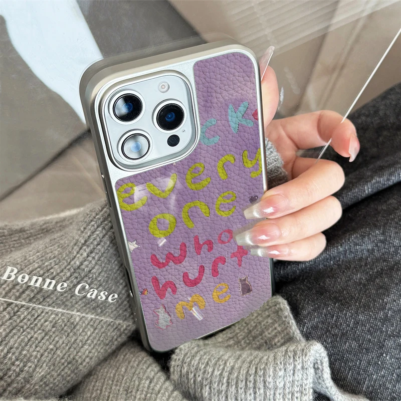 Funda de teléfono con textura de cuero y texto ins para iPhone11/12/13/14/15/16/27 Pro Max AIR PLUS - imagen 2