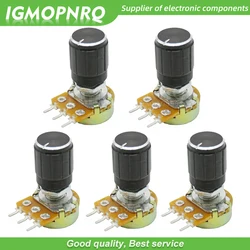 1 lote = 10 pares (20 piezas) amplificador de eje WH148 potenciómetro estéreo Dual 3 pines 15mm + 13*17mm perilla de control de volumen negro 10k 20k 50k