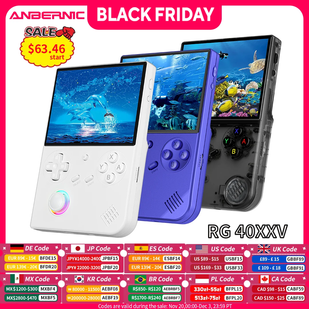 ANBERNIC RG 40XXV RG40XXV Console de jeu portable Linux 64 bits 4 "écran IPS 3200mAh RGB Joystick WIFI Consoles de jeux vidéo rétro