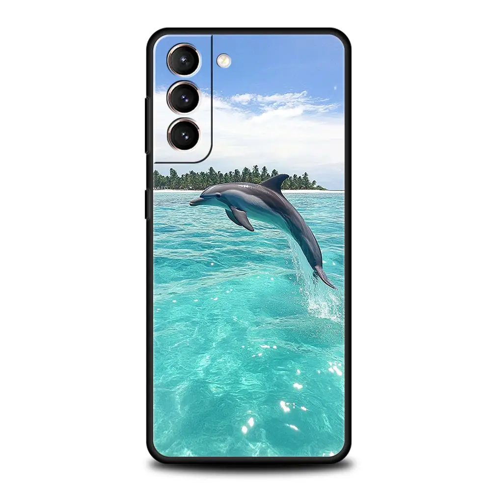 Funda para Teléfono Samsung Galaxy S25 Edge S24 S23 S22 S21 Ultra S20 FE 5G S10 S10E S9 Plus, Cubierta Suave de TPU con Diseño de Delfín Oceánico - imagen 4