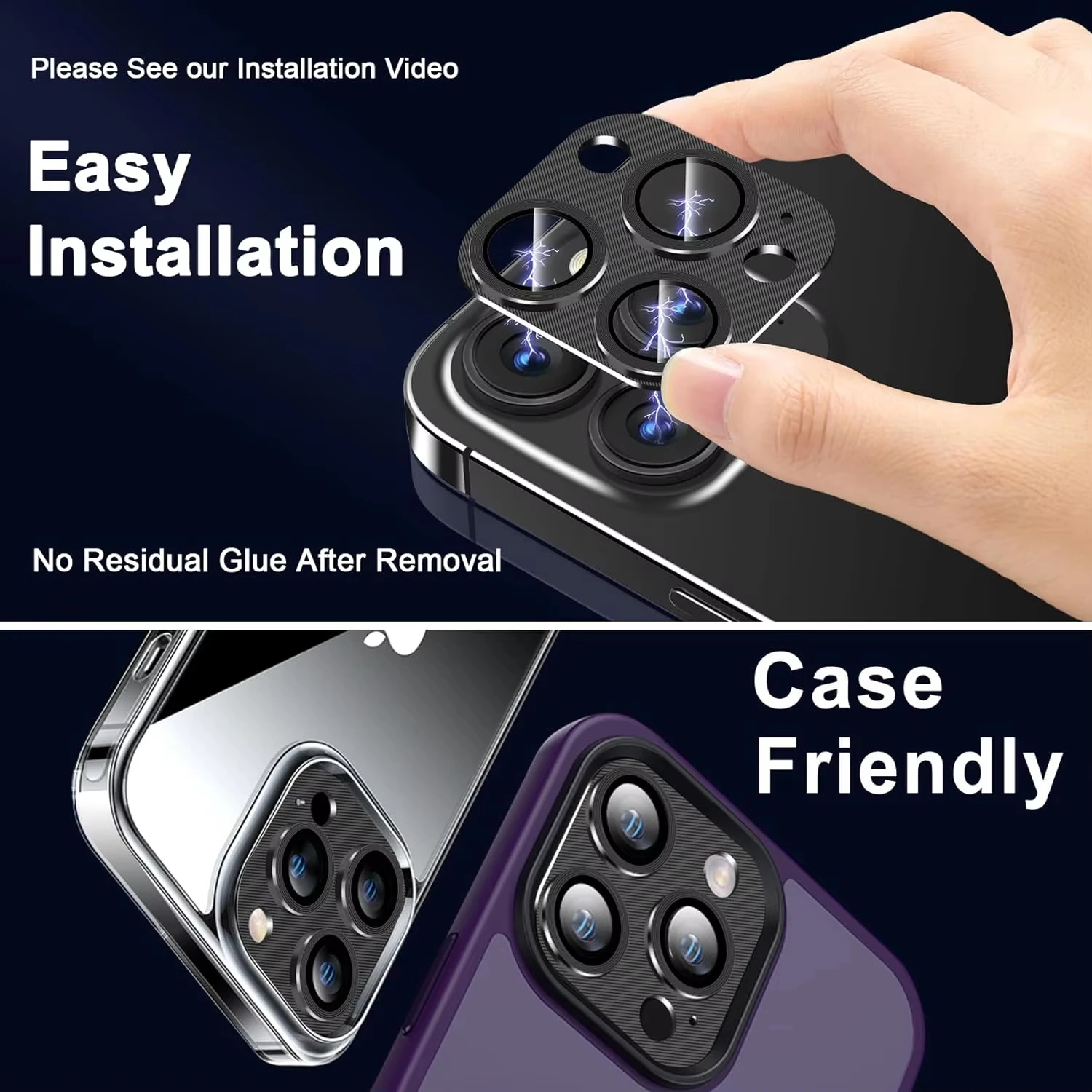 Protector de pantalla de lente de cámara para iPhone 17 Pro Max 15 16 Plus 14 13 12 Mini 11 17Air cubierta protectora de vidrio de Metal negro de titanio - imagen 4