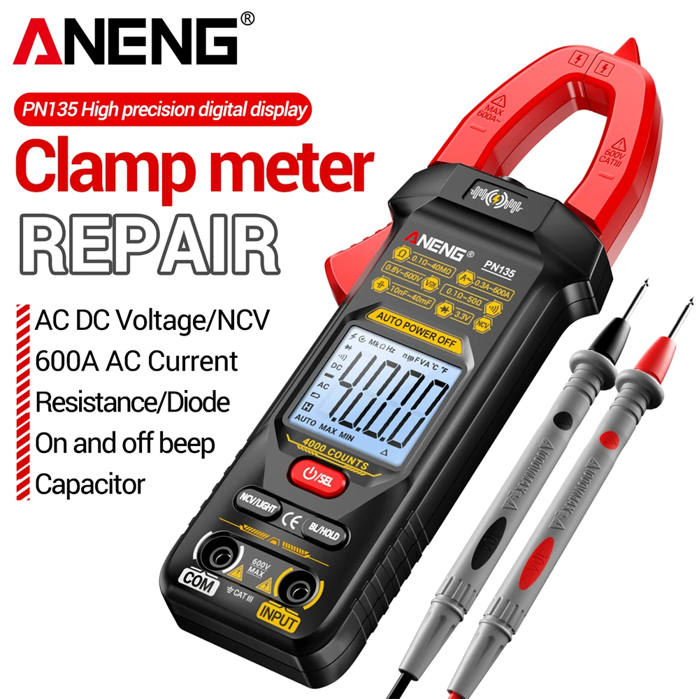 Clamp Meter Ammeter Multimeter 4000 Counts ANENG PN135 Smart Car AC/DC Voltage Current voltmeter NCV Ohm Capacitance Test Tools - imagen 2