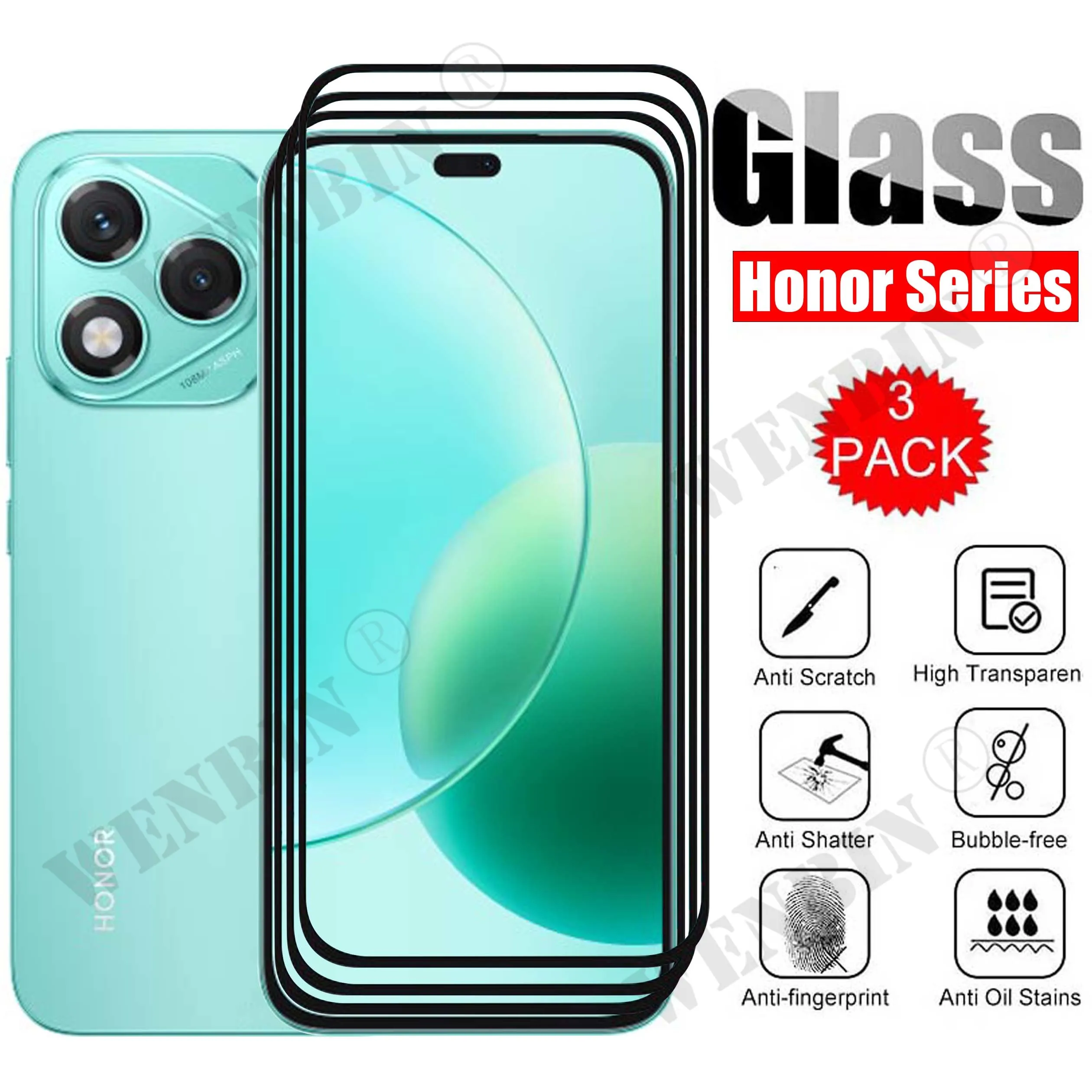 3 uds vidrio templado para Honor 400 Lite Protector de pantalla para Honor 300 200 Lite vidrio Protector de pantalla completa