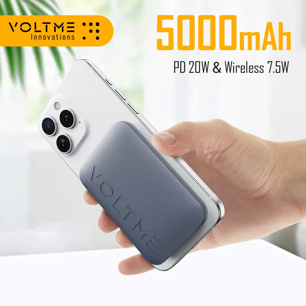 VOLTME-Banco de energía inalámbrico, delgado, 5000 mAh, cargador portátil magnético, carga rápida PD de 20 W, Compatible con Magsafe con 15 Pro Max