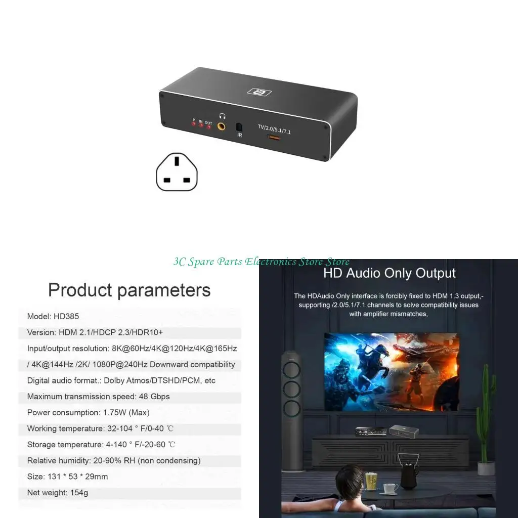 SZ Extractor HDMicompatible Converter para pantallas 8k60Hz y 4K120Hz