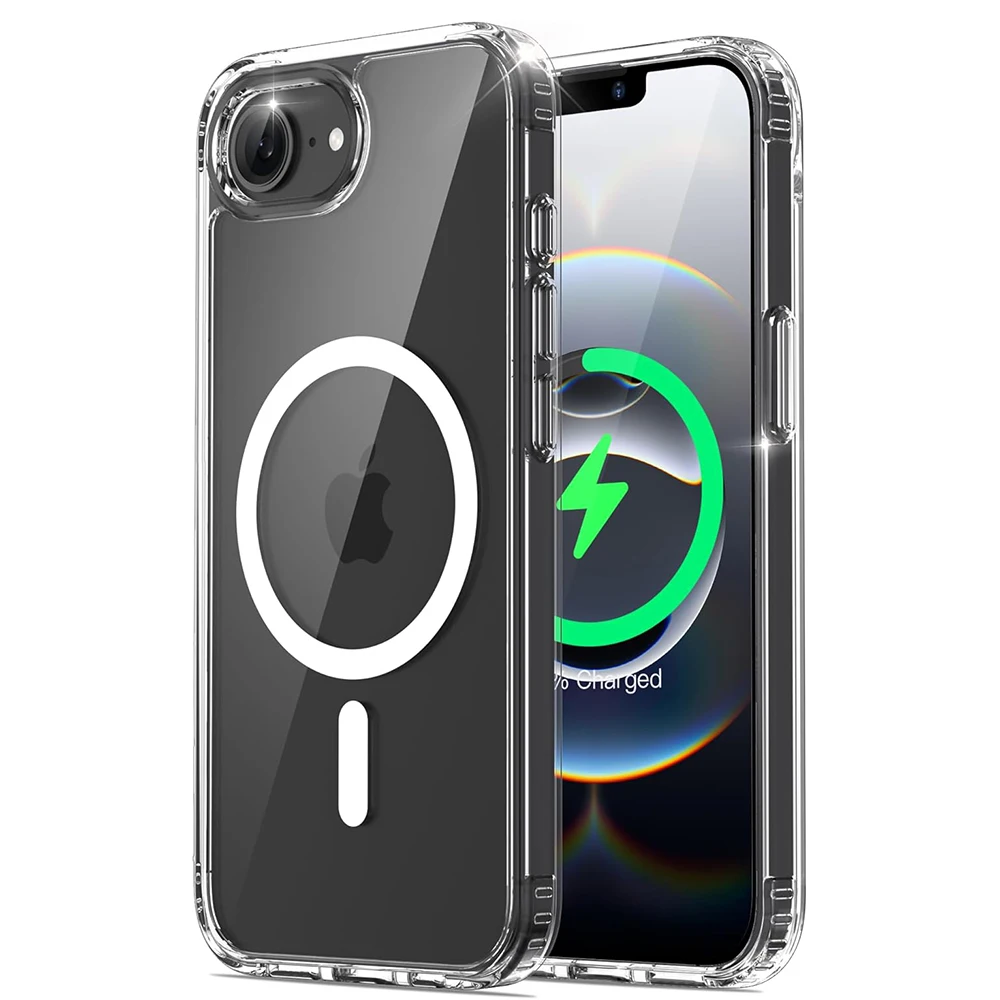 Para iphone 16e Funda de carga inalámbrica Magsafe magnética transparente para iPhone 16e PC Fundas de cubierta dura