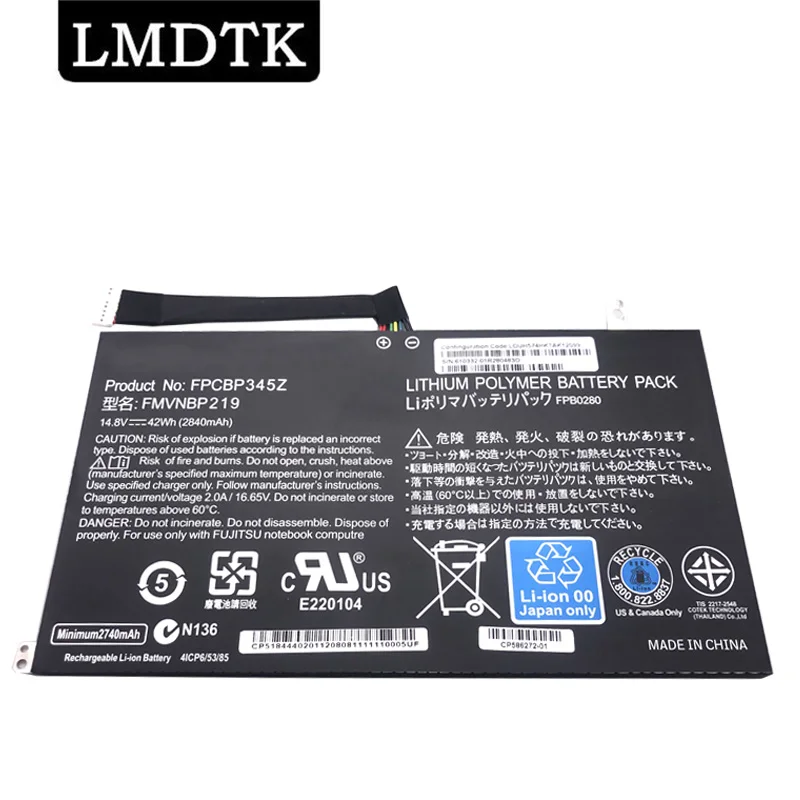 LMDTK-batería FMVNBP219 FPCBP345Z para portátil Fujitsu LifeBook UH572 UH552 Ultrabook FPB0280 14,8 V 2840mAh, nueva - imagen 2