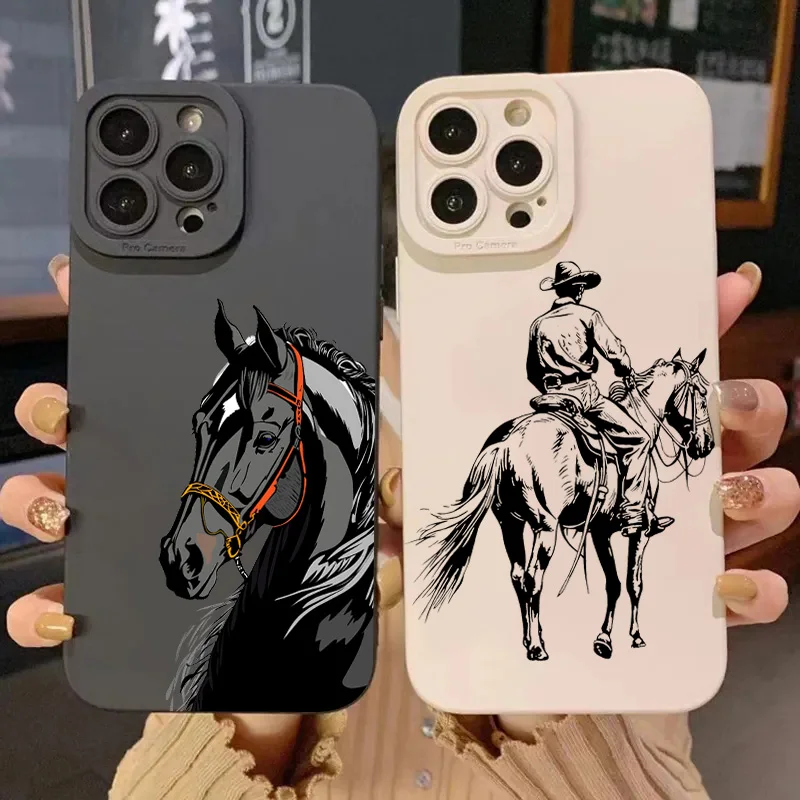 Cool Black Horse funda de teléfono suave para Samsung Galaxy A16 A06 A26 A33 A56 A34 A54 S25 S24 S23 S22 S21 Ultra Plus FE funda de silicona