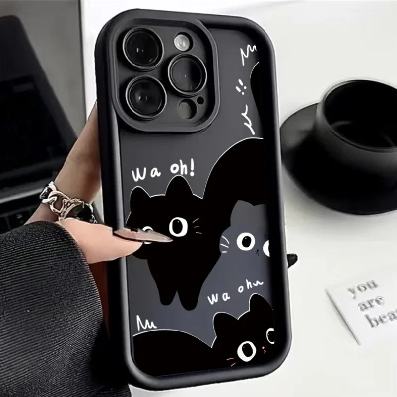 Funda bonita de gato negro para Huawei Honor 400 Pro 200 90 Lite Magic 7 Lite 6 Pro X9C Smart 5G Y9 Prime 2019, funda suave de animales de dibujos animados - imagen 4