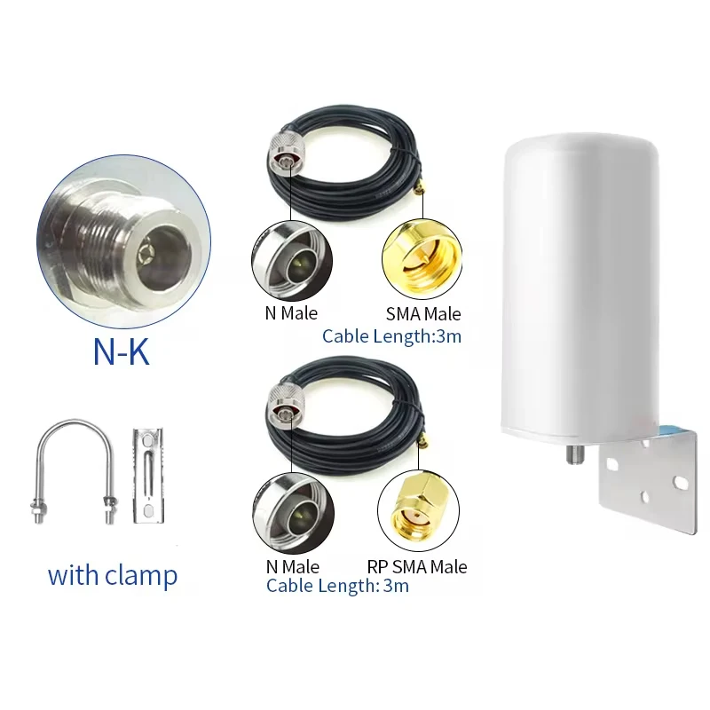 Antena WiFi 5G 4G LTE impermeable para exteriores, enrutador de tarjeta de red CPE, antenas de comunicación aérea de largo alcance N Hembra RP SMA macho