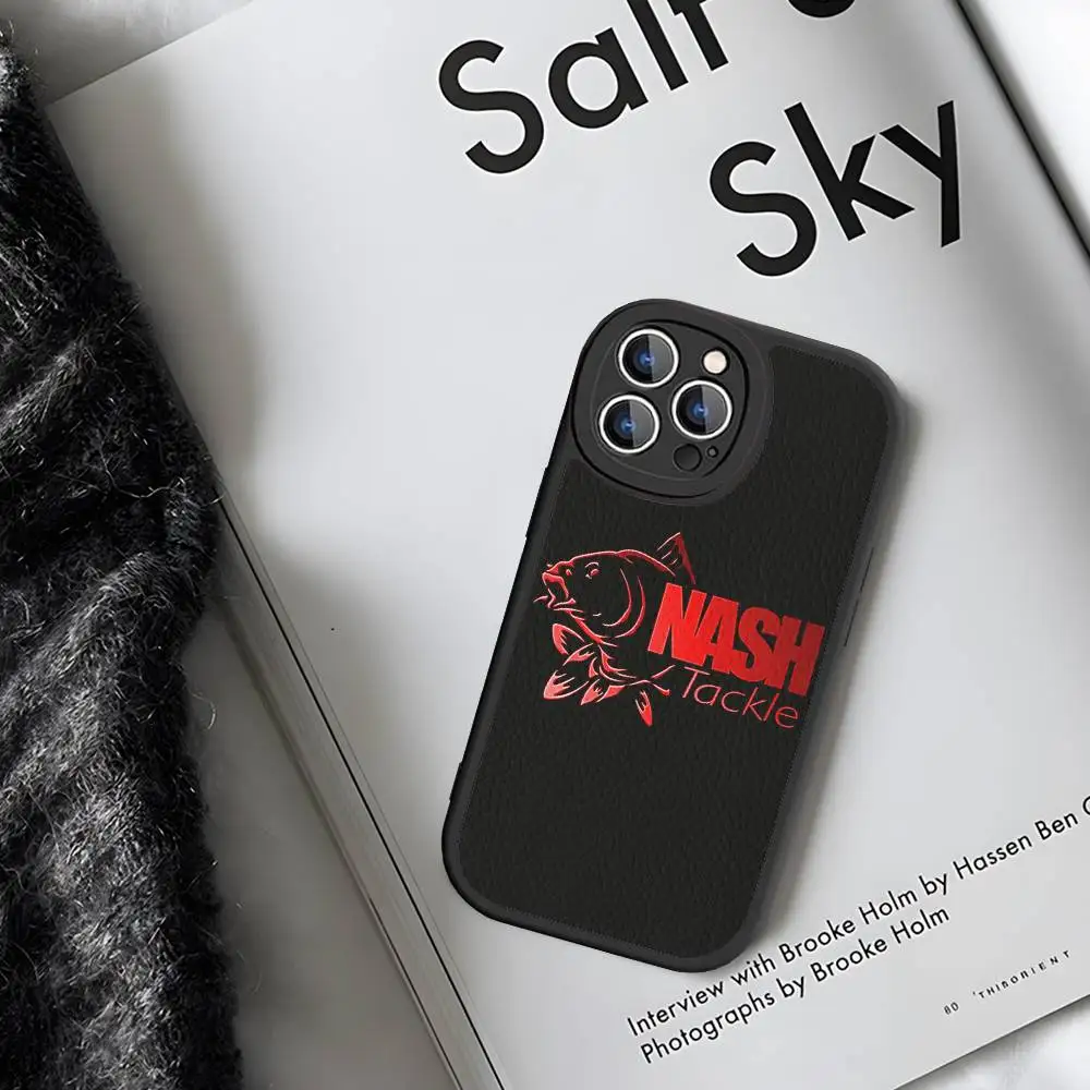 Funda de teléfono de cuero con logotipo de pesca N-Nashs para IPhone 16 14 15 Pro Plus 13 12 11 Pro Max, funda de silicona - imagen 5