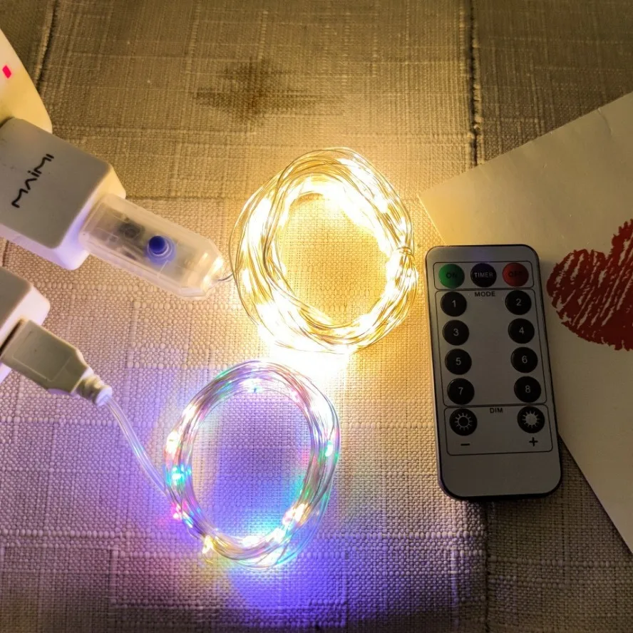 Guirnaldas de luces LED con Control remoto de 8 funciones, guirnalda de luces USB, guirnalda de Navidad para Año Nuevo, boda, fiesta, árbol, decoración de jardín - imagen 5
