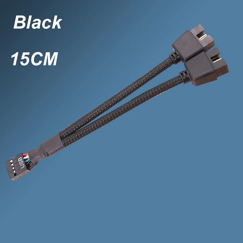Cable de extensión USB 2,0 para placa base de ordenador, 15cm, 9 pines, 1 hembra a 2 machos, divisor Y, Cable de extensión de Audio HD para PC - imagen 5