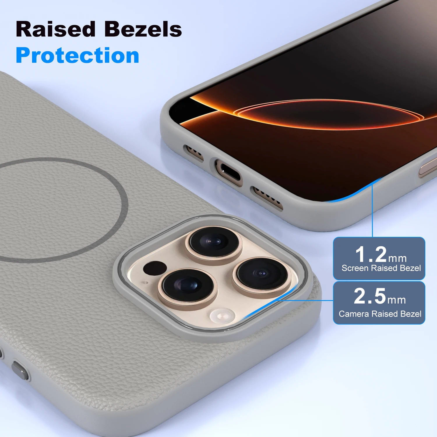 Funda de carga inalámbrica magnética Magsafe con textura de cuero Business Lichee para iPhone 16 14 15 13 12 11 Pro Max Plus, funda trasera suave - imagen 5