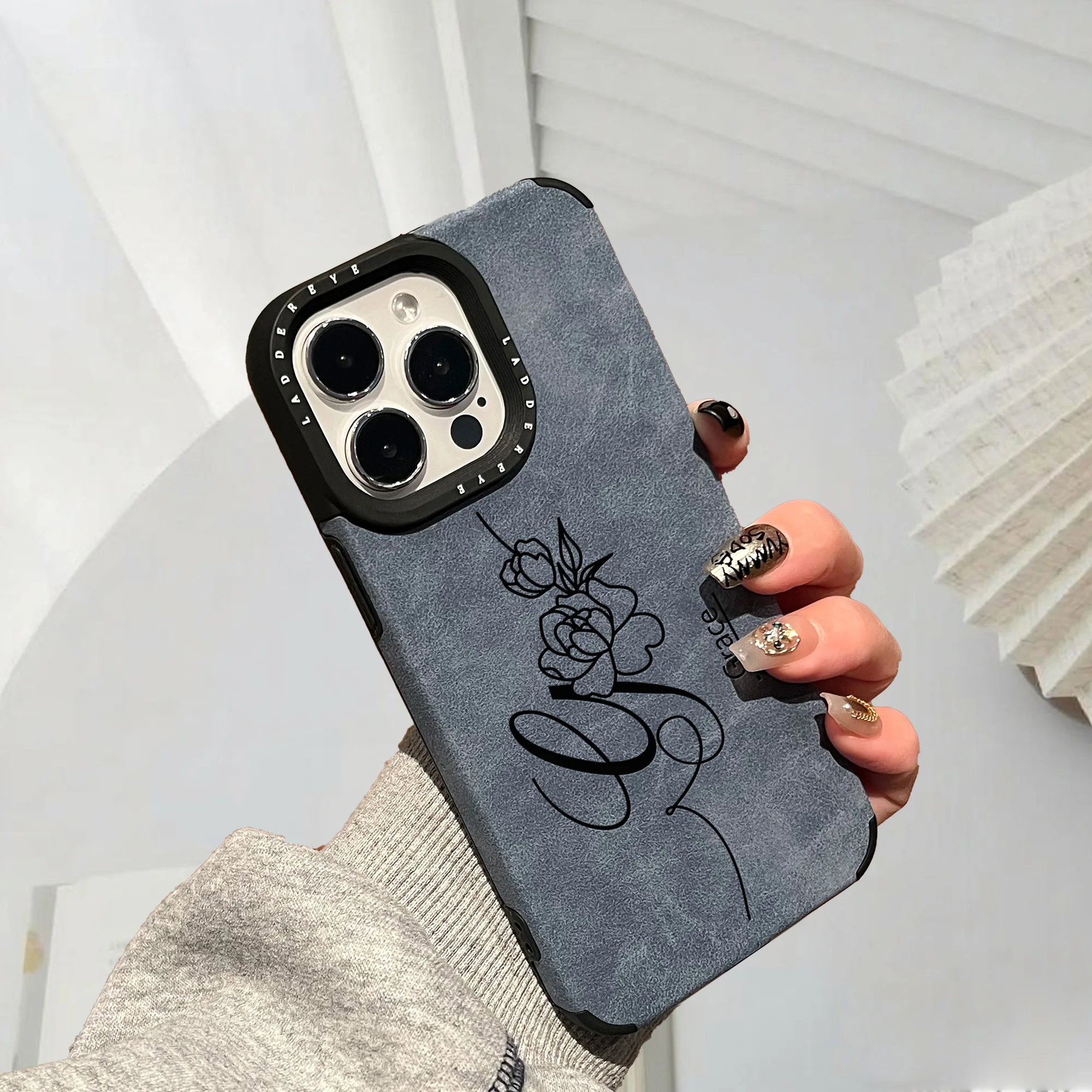 Funda de teléfono rosa con grabado láser y nombre personalizado de piel sintética, adecuada para Iphone17 16 15 14 13 12 11 Pro Max Plus. - imagen 5