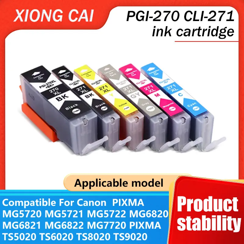 El cartucho de tinta PGI-270 CLI-271 es adecuado para el cartucho de tinta de impresora Canon MG5720 MG5721 MG7720 TS8020 TS9020 MG6822 TS5020 TS6020