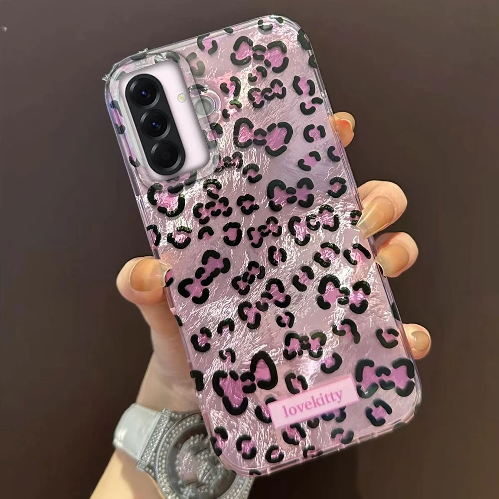 Funda de teléfono con textura de glaciar de leopardo rosa Retro para Samsung Galaxy A55 A56 A36 A26 A16 A53 A06 A14 A24 A34 A54 A15 A25 A35 - imagen 4