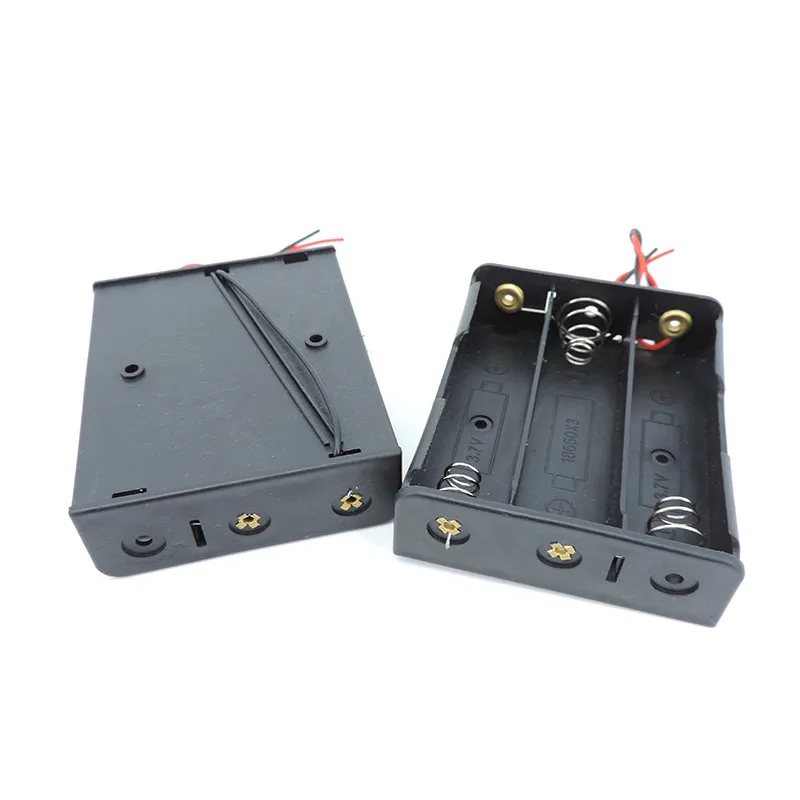 Caja de almacenamiento de batería 18650, puerto de ranura de 1/2/3/4, 5 uds., bricolaje, soporte de Clip de 3,7 V, contenedor de plástico negro, cable de plomo de 2 pines - imagen 4