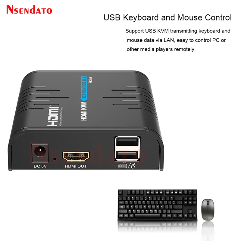 LKV373KVM HDMI USB KVM extensor más de 120M CatE/6/7 RJ45 HDMI transmisor de vídeo inalámbrico receptor para USB2.0 KVM teclado ratón - imagen 5