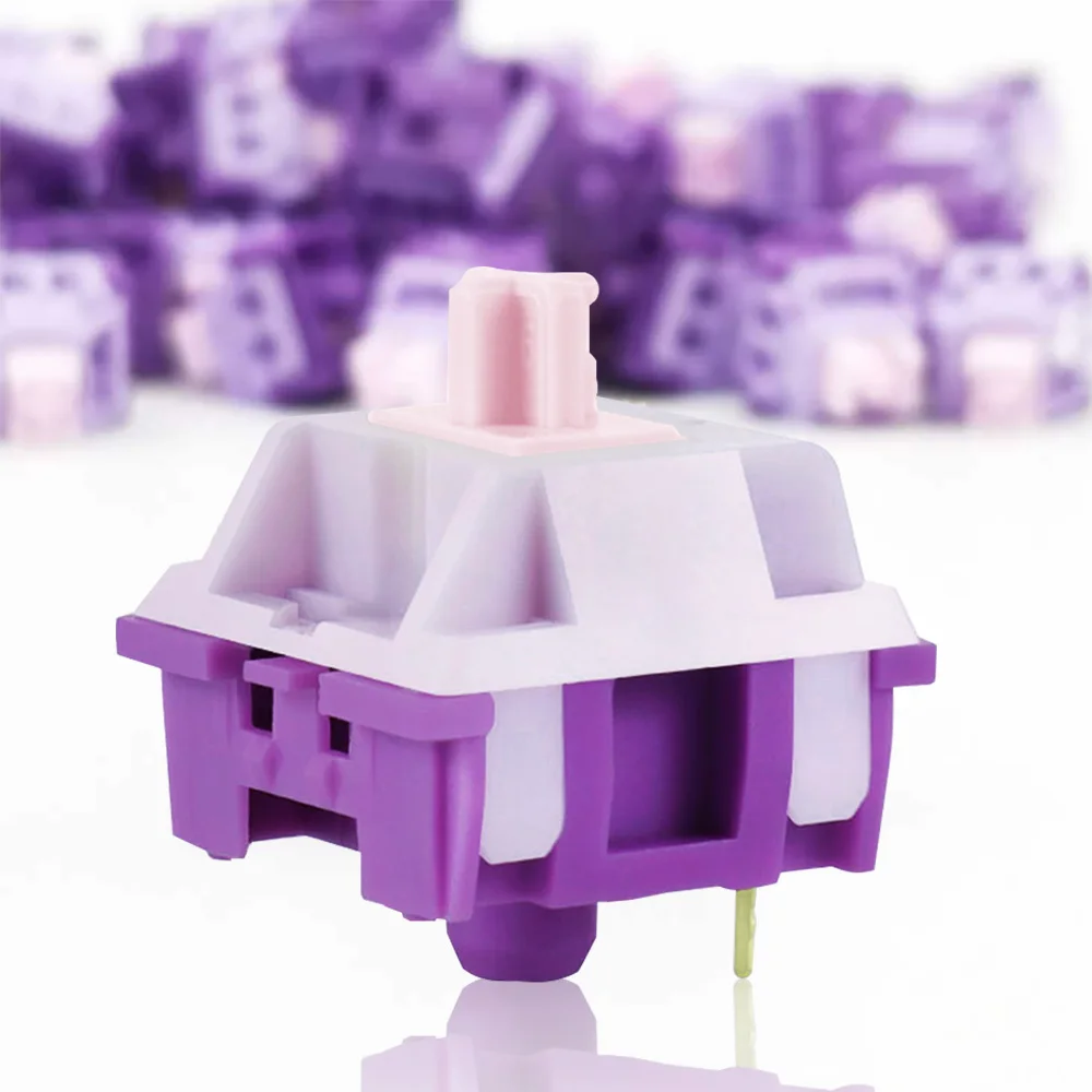 Interruptor táctil QUKAM Star Chen Flower Purple, 3 pines, 50GF, vástago a prueba de polvo, Compatible con teclado mecánico MX, bricolaje