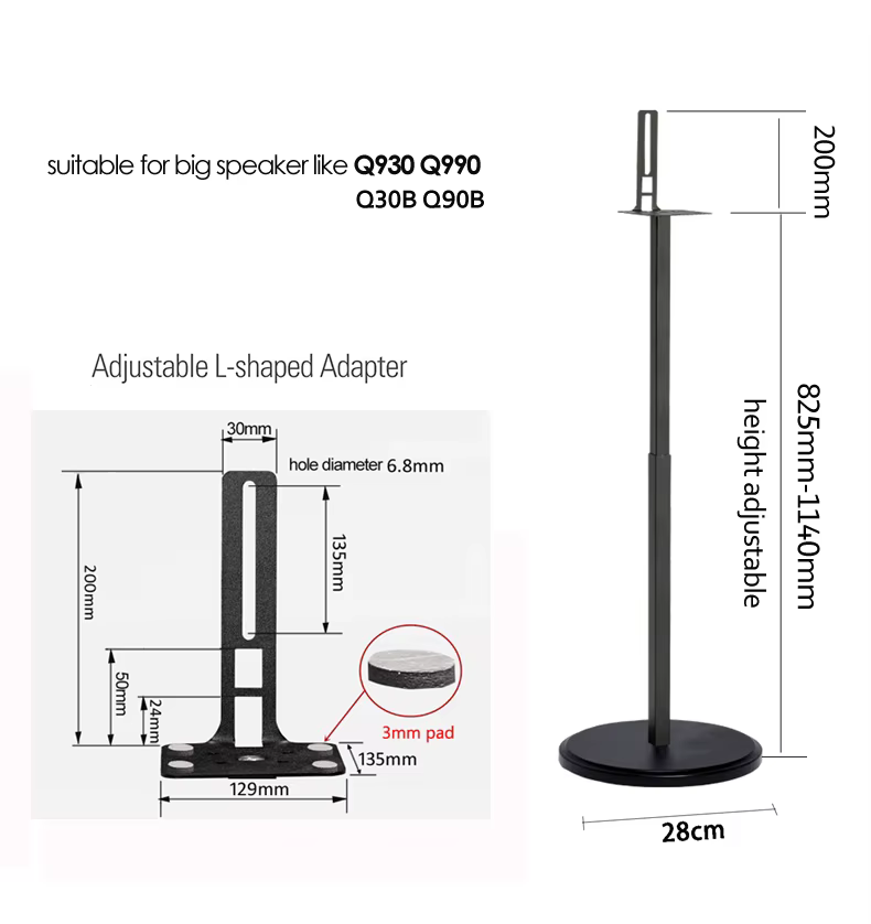 Soporte de Suelo para Altavoz Ajustable 82,5-114 cm - imagen 3