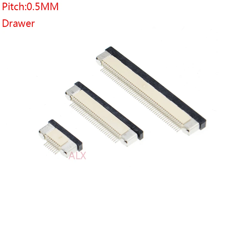 10 Uds Ffc Fpc conector de Cable paso 0,5mm alto 2mm cajón inferior tipo contacto enchufes 4p 6p 8p 10p 12p 16p 20p 30p 40p