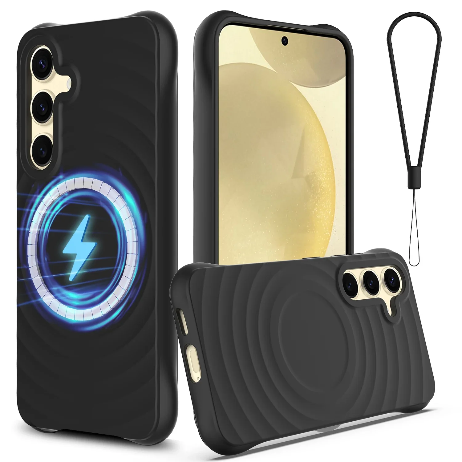 Pour Samsung Galaxy S25 Plus S24 S23 Ultra S24 + S23 étui magnétique souple ondulé bracelet en Silicone housse de lanière pour Samsung S24 S23 FE - imagen 2