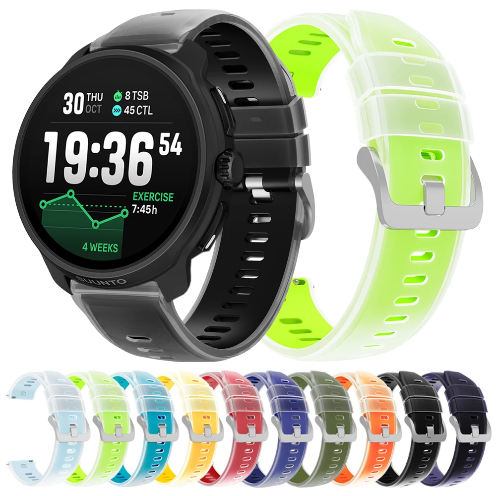 Correa de silicona de dos tonos de 22mm para SUUNTO 5 PEAK/9 PEAK PRO DLC OCEAN, pulsera para SUUNTO RACE 2/S RUN VERTICAL, correas de reloj deportivas