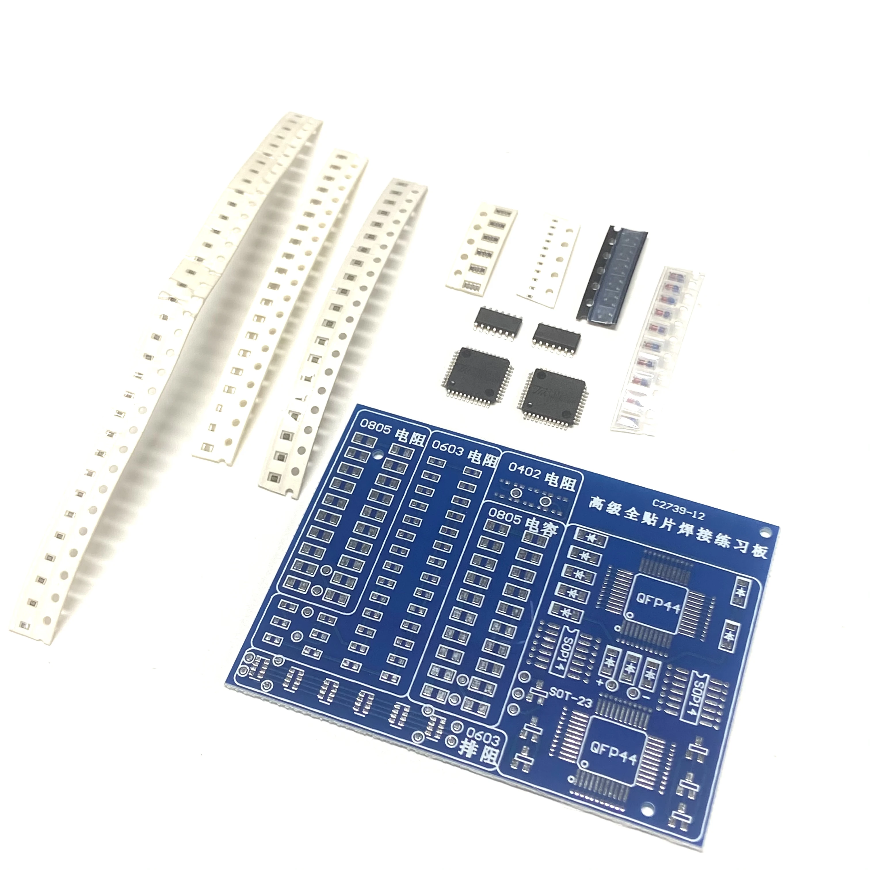 110 uds/kit SMT SMD componente tablero de práctica de soldadura Kit DIY Transistor QFN44 diodo de resitor para iniciar el aprendizaje de electrones
