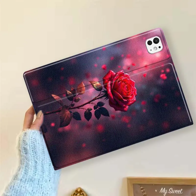 Hermosa funda de arte rosa para iPad Pro Mini 1 2 3 4 5 6 7 7ta generación 12,9 10,5 13 11 7,9 8,3 M4 pulgadas funda para tableta - imagen 4