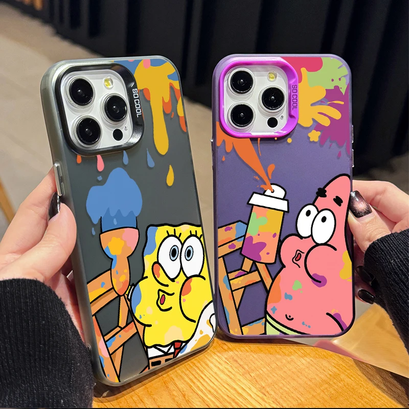 Graffiti SpongeBobs funda chapada a prueba de golpes para Samsung Galaxy A33, A53, A73, A05S, A15, A35, A55, A13, A23, A22, A32, A52, A52S, A72, A51, A71 - imagen 2