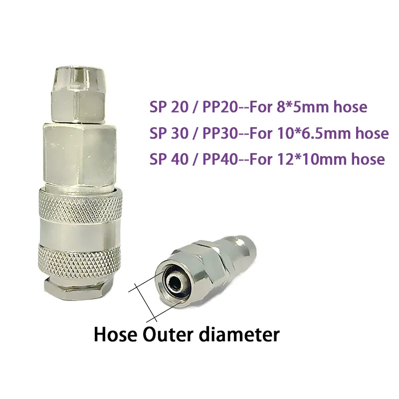 Conectores estándar de la UE, accesorios neumáticos de aire europeos para compresor BSPT, rosca 1/4 1/2, acoplamiento rápido, accesorio de manguera de empuje - imagen 5