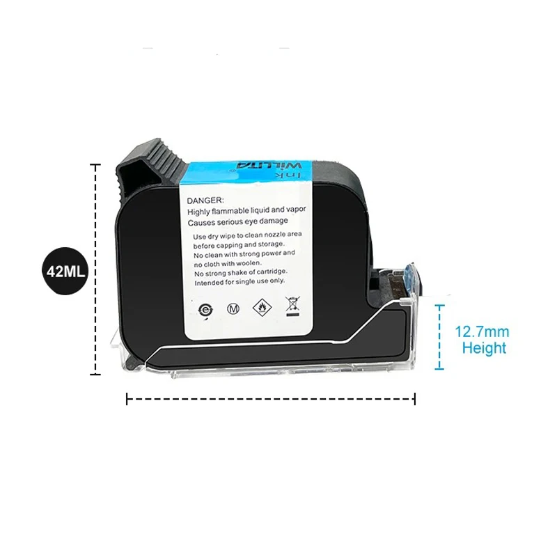 Cartucho de tinta para impresora portátil 2588+ 2588 2588+M, secado rápido, eco solvente, altura de impresión 12,7mm, cartucho de tinta negro para impresora de inyección de tinta - imagen 3
