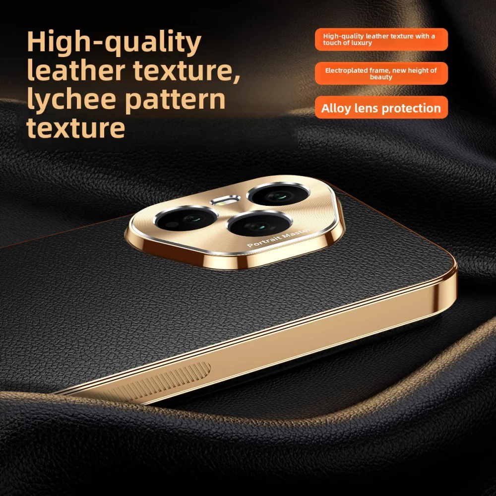 Para Huawei Honor 400 Pro funda de lujo de cuero PU revestimiento de piel lente protectora trasera funda para Honor 400 400Pro carcasa de teléfono - imagen 2