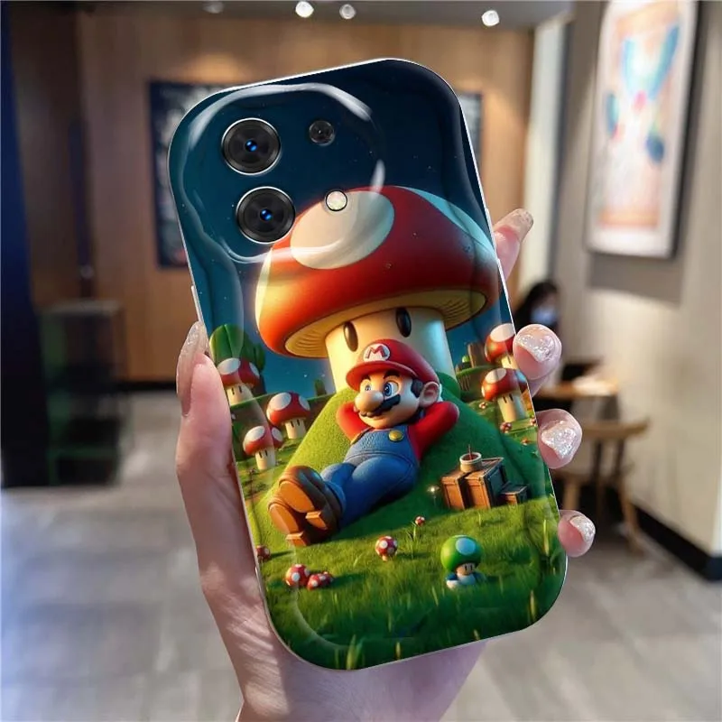 Funda de teléfono de arte Popular creativo m-marios para Xiaomi Redmi Note 14 13 12 12S 11 10 9 9S 8 Pro Plus 4G 5G cubierta de aceite ondulado suave - imagen 2