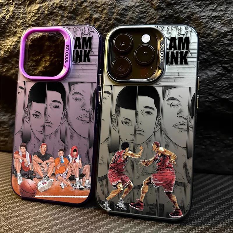 Funda de teléfono de color plateado mate de Anime Slam Dunk para Apple iPhone 15, 14, 13, 12, 11, X, XS, XR, 8, 7 Plus, Pro Max - imagen 4