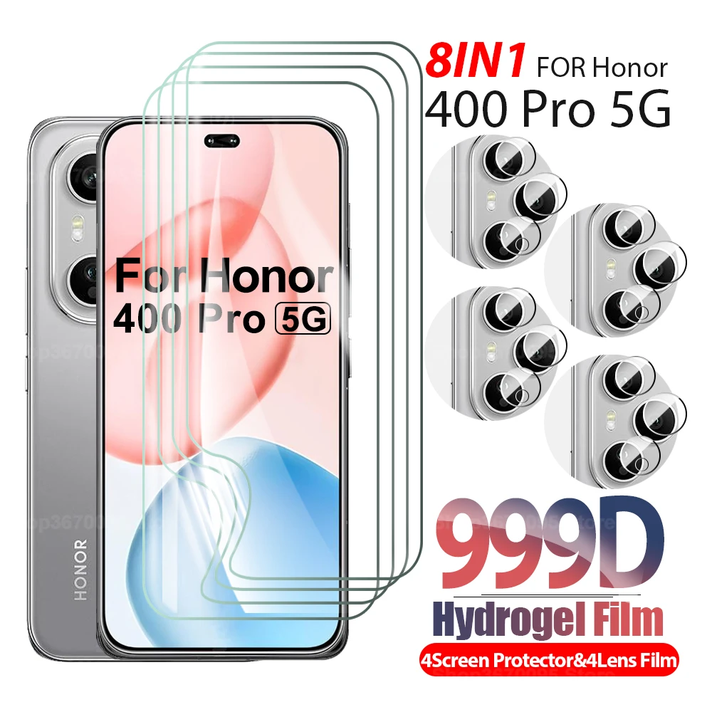 Protector de pantalla de lente 8 en 1 para Honor 400 Pro 5G Honor400 400 Lite 2025 funda de película de hidrogel teléfono amigable Honor400Pro 400Lite 400