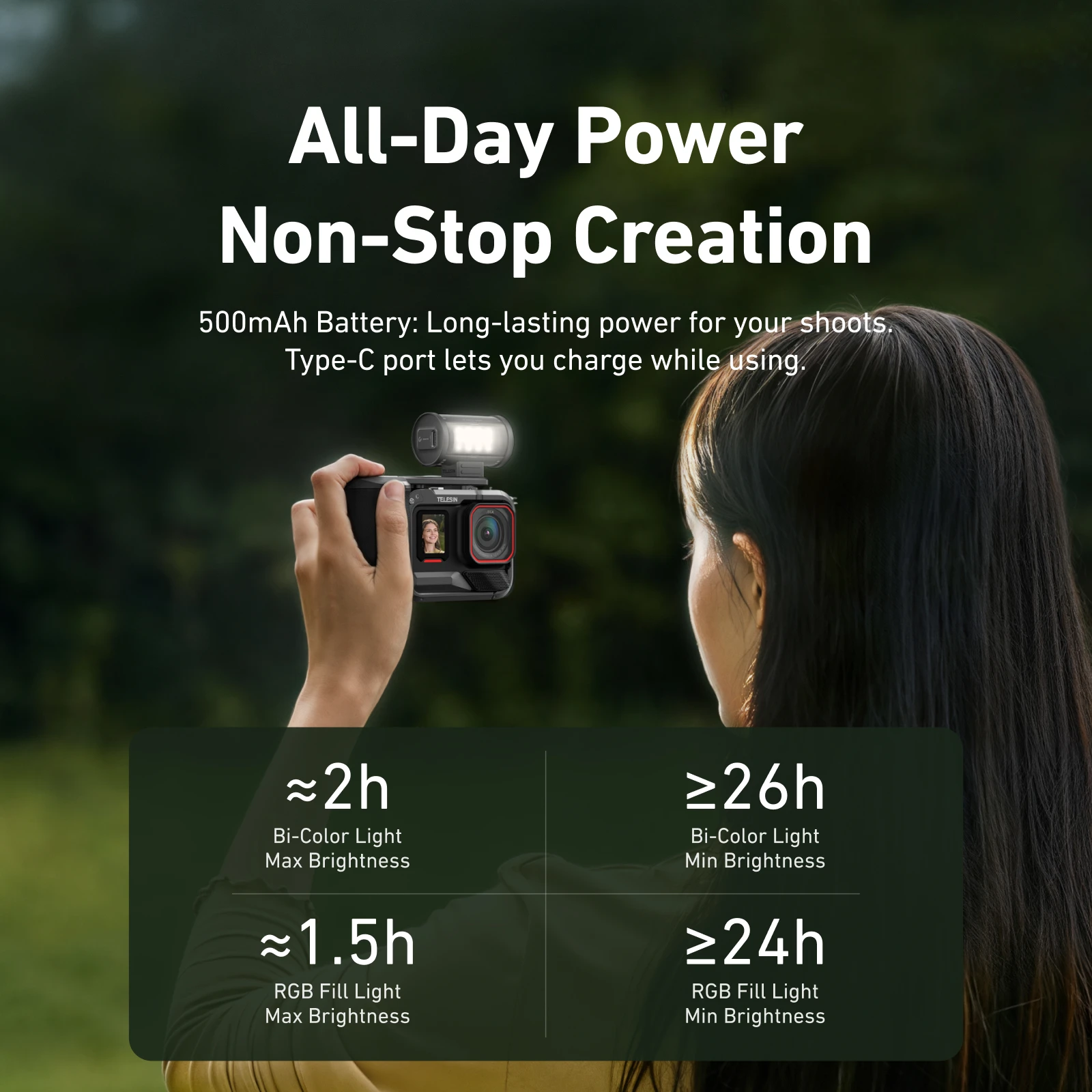 TELESIN Magfilm Luz de relleno Luz de Selfie de liberación rápida magnética con adaptador de zapata fría para DJI OSMO Action para Gopro para Insta360 - imagen 4