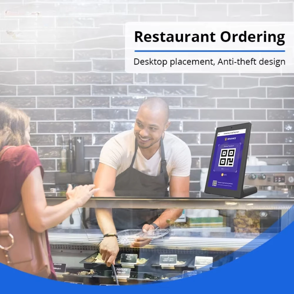 Tableta Android de escritorio con puerto POE RJ45 NFC, sistema de pedidos de comentarios para clientes con pantalla táctil de 8 pulgadas en forma de L - imagen 2