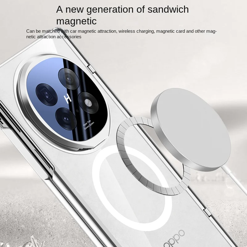 Para OPPO Find N5 funda de lujo chapada Magsafe soporte magnético funda protectora trasera para Find N5 carcasa de soporte con bisagras de resorte - imagen 5