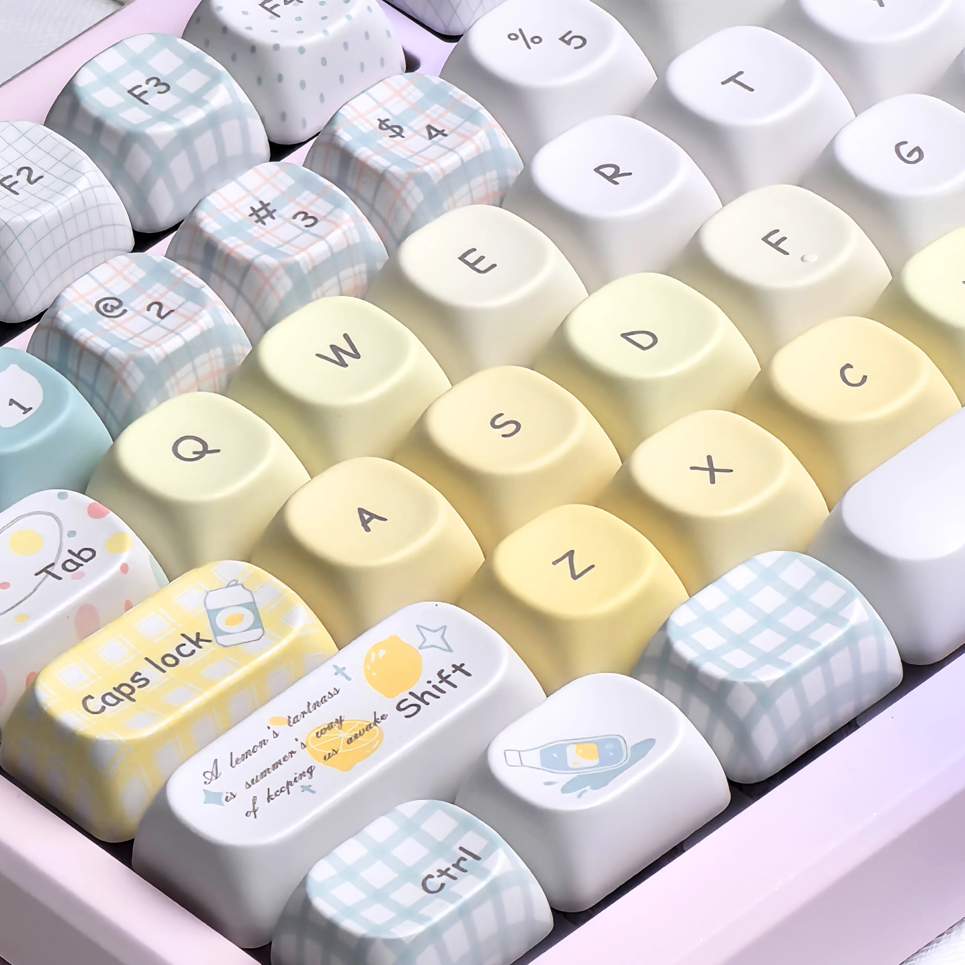 Tapa de tecla degradada Color verano sal marina limón Moa Pbt para Aula F75 /F87/F99 Alice diseño lindo Keycap - imagen 5