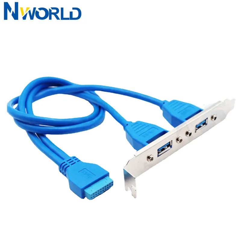 Nworld-Cable de cabecera de 20 pines, soporte de expansión de Panel trasero USB 3,0 de alta velocidad, placa base de 2 puertos, Cable de extensión de datos de 5Gbps