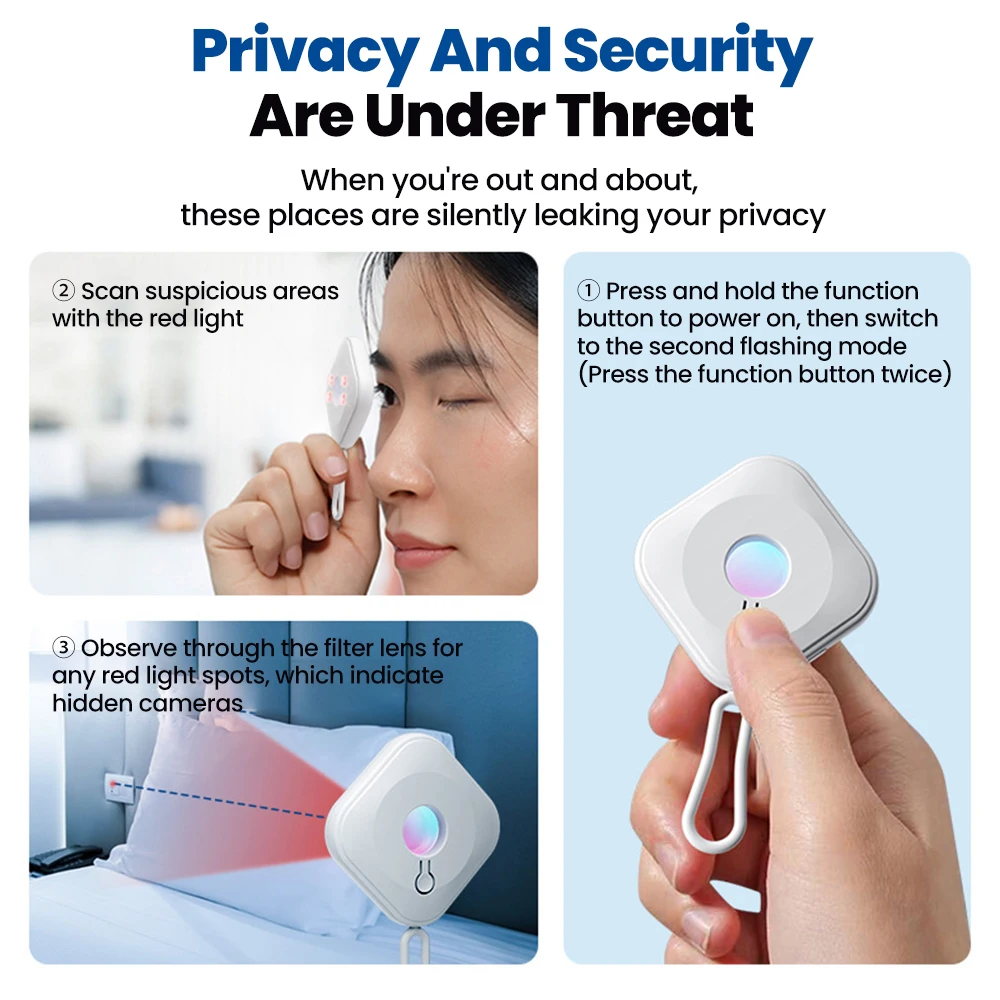 Detector de cámara infrarroja, Detector de señal de cámara oculta inteligente para viajes de Hotel, buscador de protección de seguridad antiespionaje - imagen 3