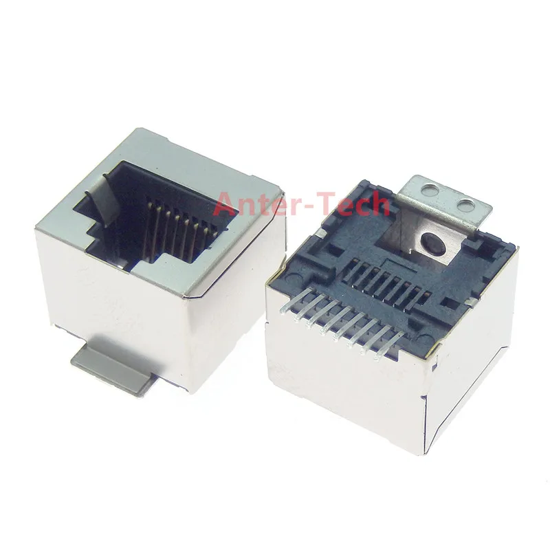 Conector Puerto Red Vertical RJ45 SMD 5 Piezas 8P8C 180 Grados Con Escudo - imagen 2