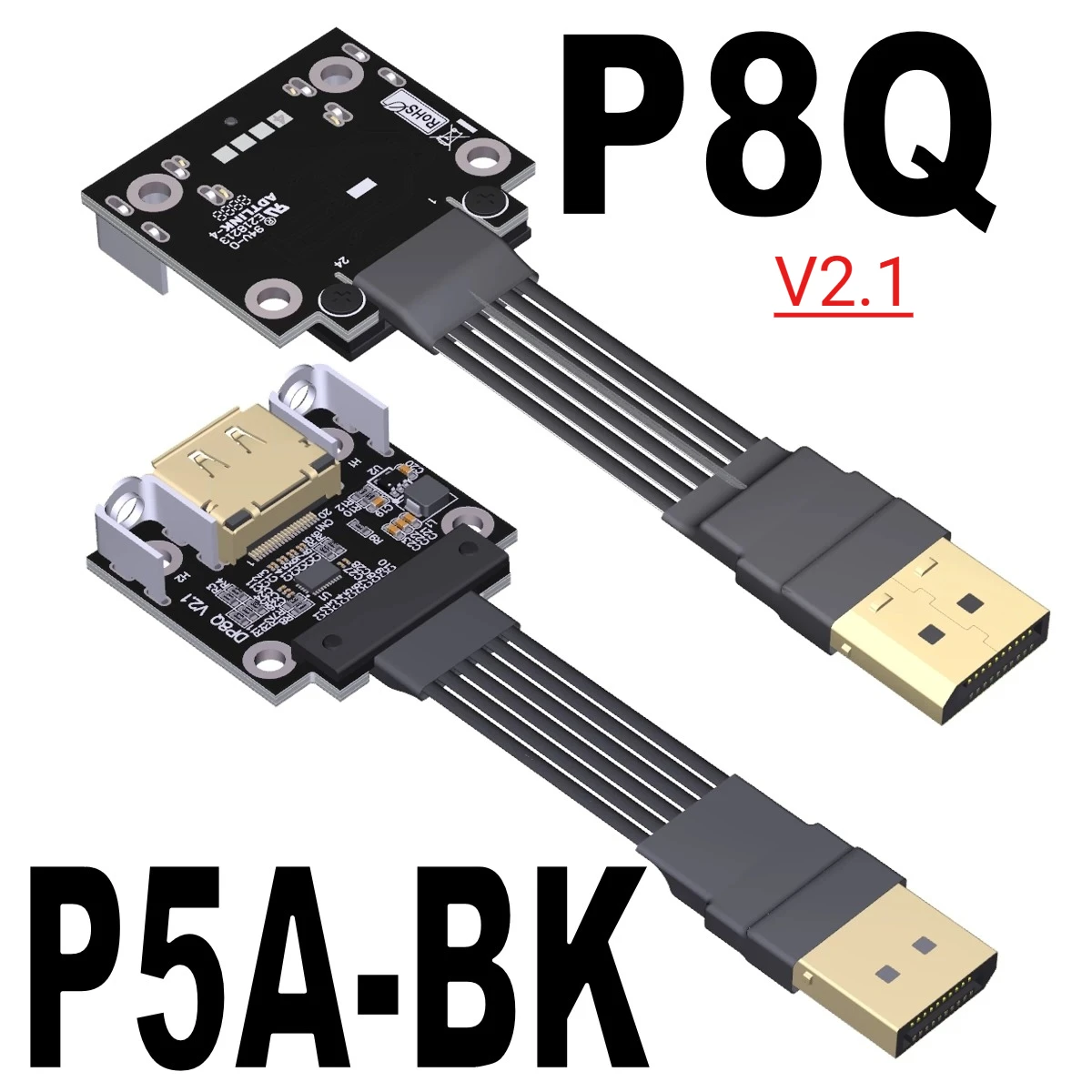 Cable GPU DisplayPort 2,1 V blindado 4K HDR 165Hz adaptador de puerto de pantalla DP V1.2/1,4/2,1 vídeo PC portátil TV Cable de cinta Displayport - imagen 2