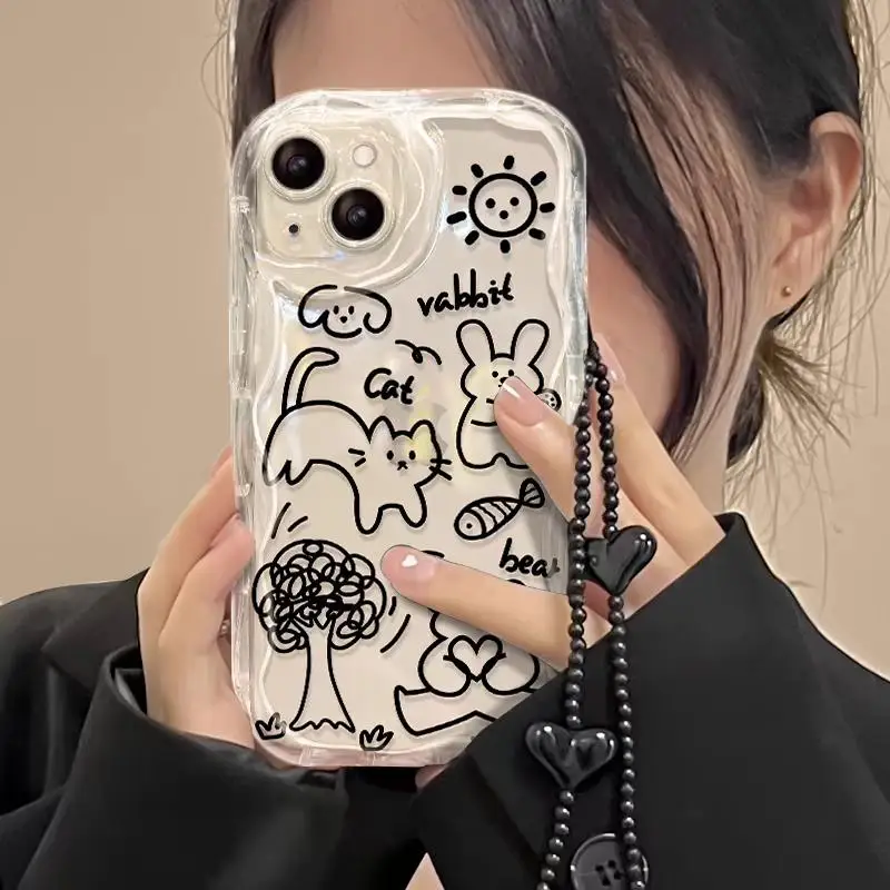 Funda con cadena de corazón de amor 3D para OPPO, cubierta de onda bonita para A17, A16, A15, A3S, A5S, A12, A31, A53, A9, A5, 2020, A55, A54, A57, A77, A96, A52, A92, A93, A94 - imagen 5