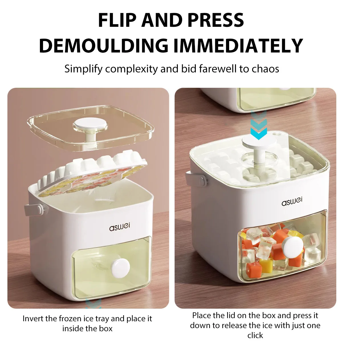 Molde para hacer cubitos de hielo de 48 rejillas, gran capacidad, helado de calidad alimentaria, molde para hacer cubitos de hielo, accesorios para el hogar, combinado con bebida de whisky y cóctel - imagen 3