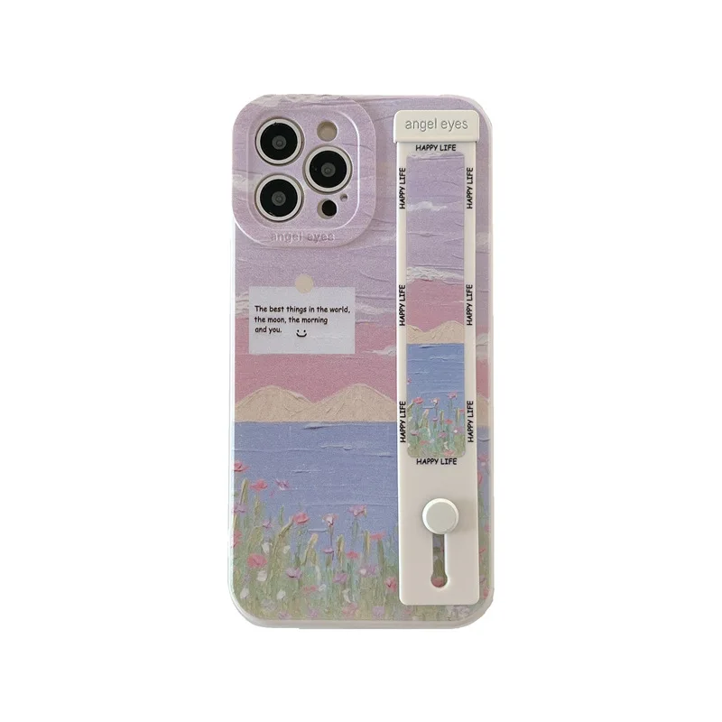 Sunset Mist-funda para iPhone 12 11ProMax 13PRO, con pintura al óleo, correa para la muñeca - imagen 5